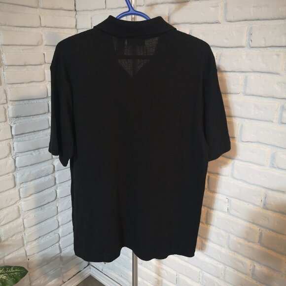 Claiborne Men's Size Medium Black Short Sleeve Loose Fit Golf / Polo Shirt - Picture 2 of 7